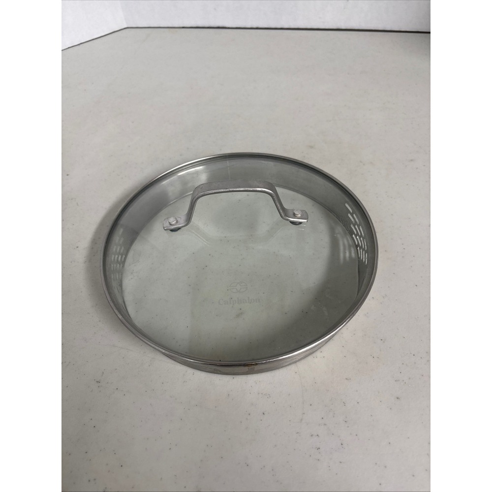 Calphalon‎ 8.5 Inch Tempered Glass Lid with Straining Holes and Stainless Rim